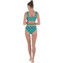 Toast With Cheese Pattern Turquoise Green Background Retro funny food Bandaged Up Bikini Set  View2
