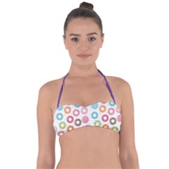 Donut Pattern With Funny Candies Halter Bandeau Bikini Top by genx