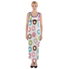 Donut Pattern With Funny Candies Fitted Maxi Dress by genx