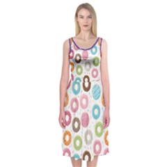 Donut Pattern With Funny Candies Midi Sleeveless Dress by genx