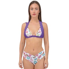 Donut Pattern With Funny Candies Double Strap Halter Bikini Set by genx