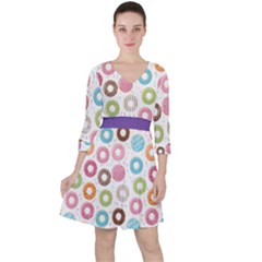 Donut Pattern With Funny Candies Ruffle Dress by genx
