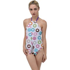 Donut Pattern With Funny Candies Go With The Flow One Piece Swimsuit by genx