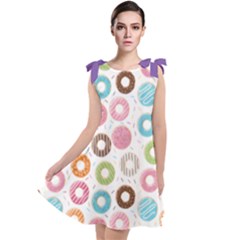 Donut Pattern With Funny Candies Tie Up Tunic Dress by genx