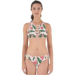 Tropical Watermelon Leaves Pink And Green Jungle Leaves Retro Hawaiian Style Perfectly Cut Out Bikini Set by genx