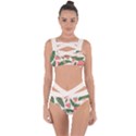 Tropical Watermelon Leaves Pink and green jungle leaves retro Hawaiian style Bandaged Up Bikini Set  View1