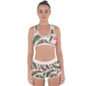 Tropical Watermelon Leaves Pink and green jungle leaves retro Hawaiian style Racerback Boyleg Bikini Set View1