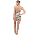 Tropical Watermelon Leaves Pink and green jungle leaves retro Hawaiian style High Neck One Piece Swimsuit View2