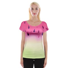 Watermelon Pastel Gradient Pink Watermelon Pastel Gradient Cap Sleeve Top by genx