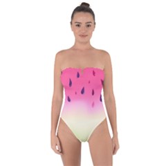 Watermelon Pastel Gradient Pink Watermelon Pastel Gradient Tie Back One Piece Swimsuit by genx