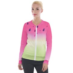 Watermelon Pastel Gradient Pink Watermelon Pastel Gradient Velour Zip Up Jacket by genx