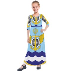 Official Insignia Of Iranian Navy Aviation Kids  Quarter Sleeve Maxi Dress by abbeyz71