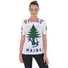 Maine Merchant & Marine Flag Shoulder Cut Out Short Sleeve Top by abbeyz71