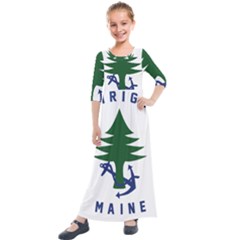 Maine Merchant & Marine Flag Kids  Quarter Sleeve Maxi Dress by abbeyz71