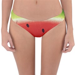 Juicy Paint Texture Watermelon Red And Green Watercolor Reversible Hipster Bikini Bottoms by genx