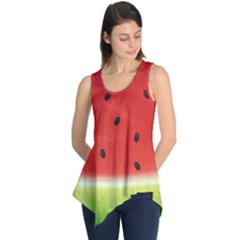 Juicy Paint Texture Watermelon Red And Green Watercolor Sleeveless Tunic by genx