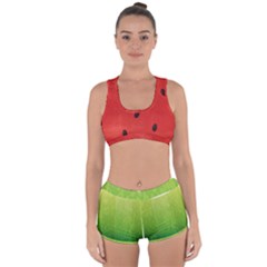 Juicy Paint Texture Watermelon Red And Green Watercolor Racerback Boyleg Bikini Set by genx