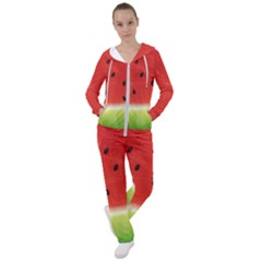 Juicy Paint Texture Watermelon Red And Green Watercolor Women s Tracksuit by genx