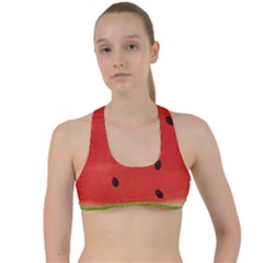 Juicy Paint Texture Watermelon Red And Green Watercolor Criss Cross Racerback Sports Bra by genx
