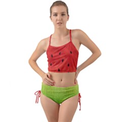 Juicy Paint Texture Watermelon Red And Green Watercolor Mini Tank Bikini Set by genx