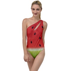 Juicy Paint Texture Watermelon Red And Green Watercolor To One Side Swimsuit by genx