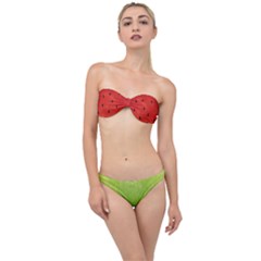 Juicy Paint Texture Watermelon Red And Green Watercolor Classic Bandeau Bikini Set by genx