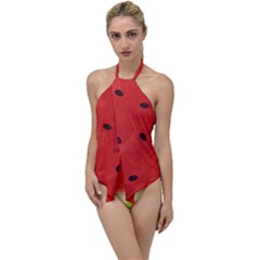 Juicy Paint Texture Watermelon Red And Green Watercolor Go With The Flow One Piece Swimsuit by genx