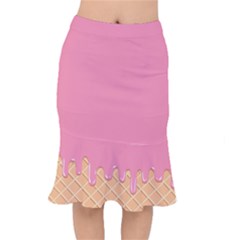 Ice Cream Pink Melting Background With Beige Cone Mermaid Skirt by genx