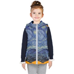The Starry Night Starry Night Over The Rhne Pain Kids  Hooded Puffer Vest by Sudhe