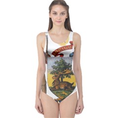 Maine State Coat Of Arms (str?hl), 1899 One Piece Swimsuit by abbeyz71