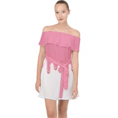 Ice Cream Pink Melting Background Off Shoulder Chiffon Dress by genx