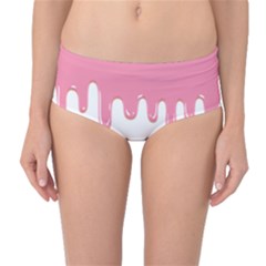 Ice Cream Pink Melting Background Bubble Gum Mid-waist Bikini Bottoms by genx