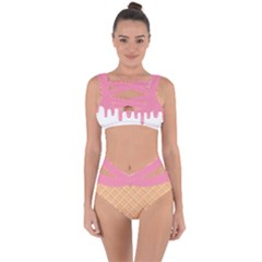 Ice Cream Pink Melting Background Bubble Gum Bandaged Up Bikini Set  by genx