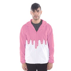 Ice Cream Pink Melting Background Bubble Gum Men s Hooded Windbreaker by genx