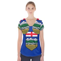 Flag Of Alberta Short Sleeve Front Detail Top by abbeyz71