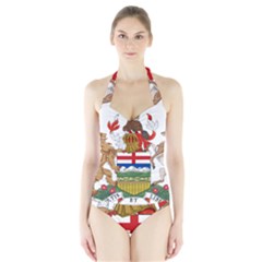 Coat Of Arms Of Alberta Halter Swimsuit by abbeyz71