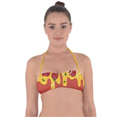 Pizza Topping Funny Modern Yellow Melting Cheese And Pepperonis Halter Bandeau Bikini Top by genx