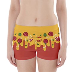 Pizza Topping Funny Modern Yellow Melting Cheese And Pepperonis Boyleg Bikini Wrap Bottoms by genx