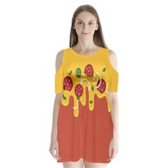 Pizza Topping Funny Modern Yellow Melting Cheese And Pepperonis Shoulder Cutout Velvet One Piece by genx