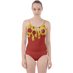Pizza Topping Funny Modern Yellow Melting Cheese And Pepperonis Cut Out Top Tankini Set by genx