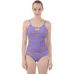 Pizza Pattern Violet Pepperoni Cheese Funny Slices Cut Out Top Tankini Set by genx