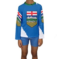 Flag Map Of Alberta Kids  Long Sleeve Swimwear by abbeyz71