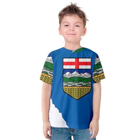 Flag Map Of Alberta Kids  Cotton Tee by abbeyz71