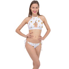 Pizza Pattern Pepperoni Cheese Funny Slices Cross Front Halter Bikini Set by genx