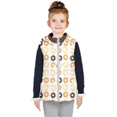 Donuts Pattern With Bites Bright Pastel Blue And Brown Cropped Sweatshirt Kids  Hooded Puffer Vest by genx