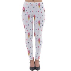 Ice Cream Cones Watercolor With Fruit Berries And Cherries Summer Pattern Lightweight Velour Leggings by genx