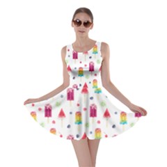 Popsicle Juice Watercolor With Fruit Berries And Cherries Summer Pattern Skater Dress by genx