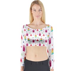 Popsicle Juice Watercolor With Fruit Berries And Cherries Summer Pattern Long Sleeve Crop Top by genx
