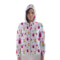 Popsicle Juice Watercolor With Fruit Berries And Cherries Summer Pattern Women s Hooded Windbreaker by genx