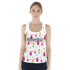 Popsicle Juice Watercolor With Fruit Berries And Cherries Summer Pattern Racer Back Sports Top by genx